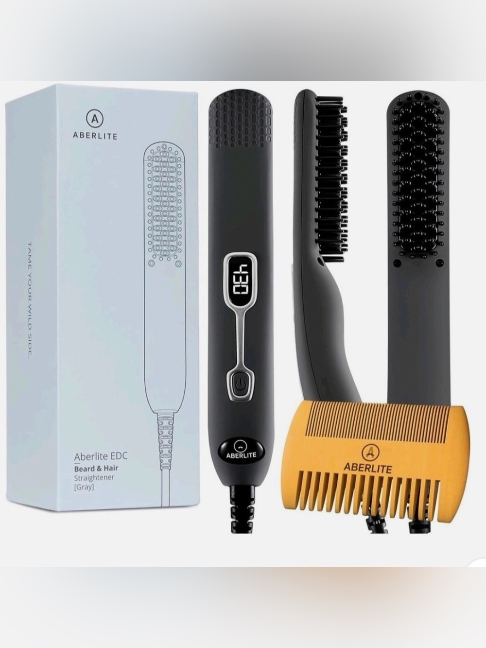 Professional Electric Mens Beard Straightening Heated Brush w/Carrying bag